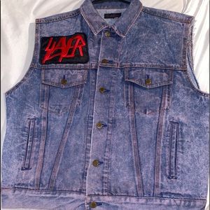 SLAYER VINTAGE DENIM JEAN VEST OVERKILL PATCHES